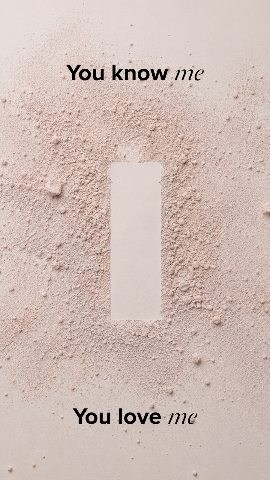 Story frame 1 — powder silhouette of the bottle
